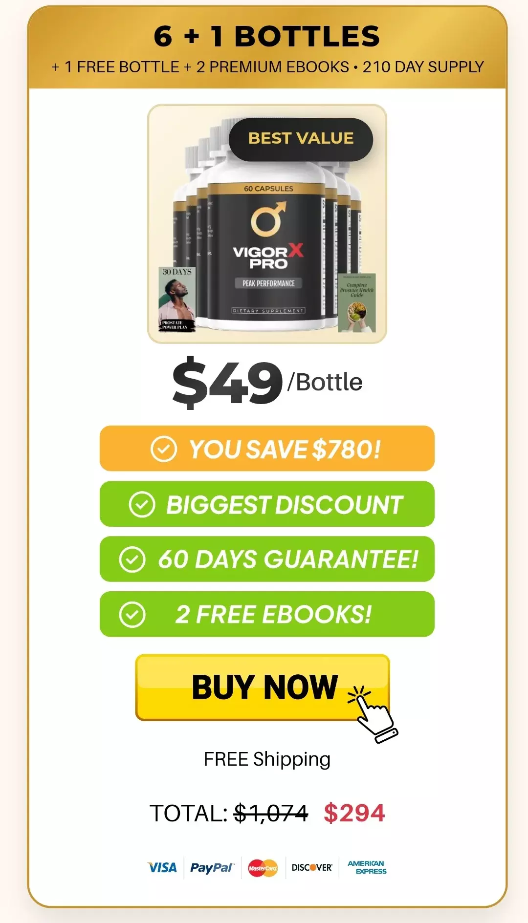 VigorX Pro™ 6 bottles pricing